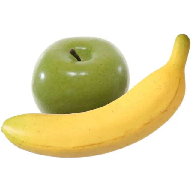 Bellatio Design Kunstfruit Banaan en Appel - decoratie - kunststof - real touch - fruit Geel