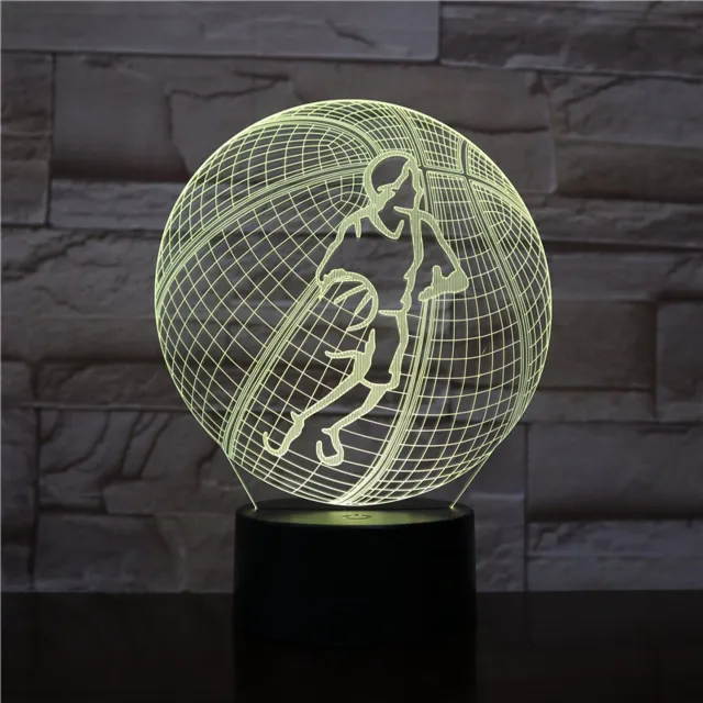 MC Living 3D Led Lamp Met Gravering - RGB 7 Kleuren - Basketballer