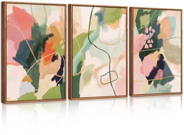 Ibenzoa Kleurrijke 3-delige abstracte canvas wanddecoratie voor diverse ruimtes, 30 x 40 cm kleur m
