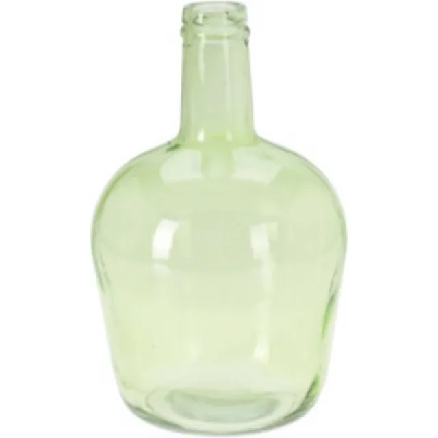 H&S Collection Bloemenvaas San Remo - Gerecycled glas - groen transparant - D19 x H30 cm - Fles vorm