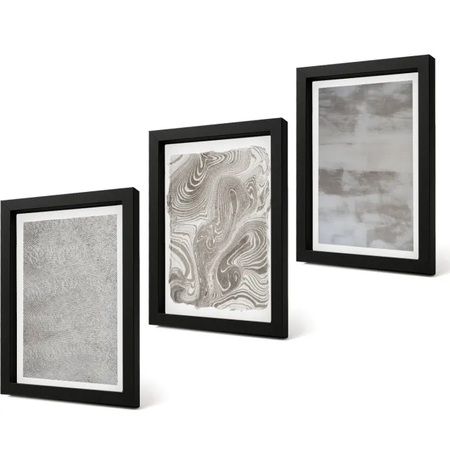 Coloray 4-Delige Schilderij Set - Industriële abstracte structuren ontwerpen - 20 x 30 cm - Wanddecoratie - Muurdecoratie - Moderne Interieurdecoratie Zwarte lijst