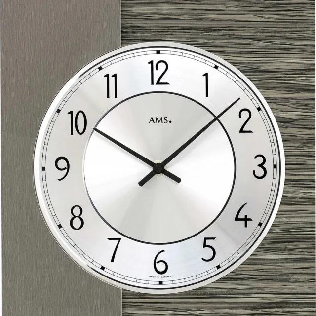 AMS 9584 Wandklok Hout en Aluminium Zwart