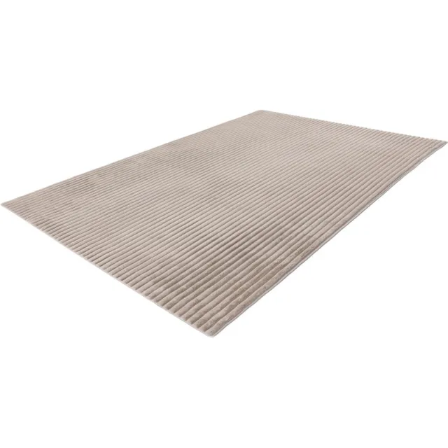 Lalee Plush - Japandi Vloerkleed - Superzacht - gestreept Karpet - Tapijt hoog laag polig effen Fluffy 160x230 cm taupe