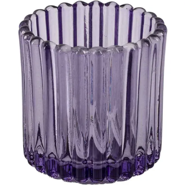 homebound by ky Glazen waxinehouder paars | 7x7x7,4cm | gekleurde waxinehouder