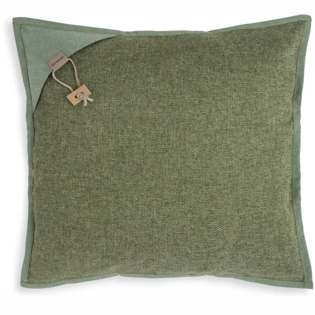 Knit Factory Hope Sierkussen - Vierkant kussen - Kussen woonkamer - Bank kussen - Decoratie kussen - Groen - 50x50 cm - Kussenhoes inclusief kussenvulling