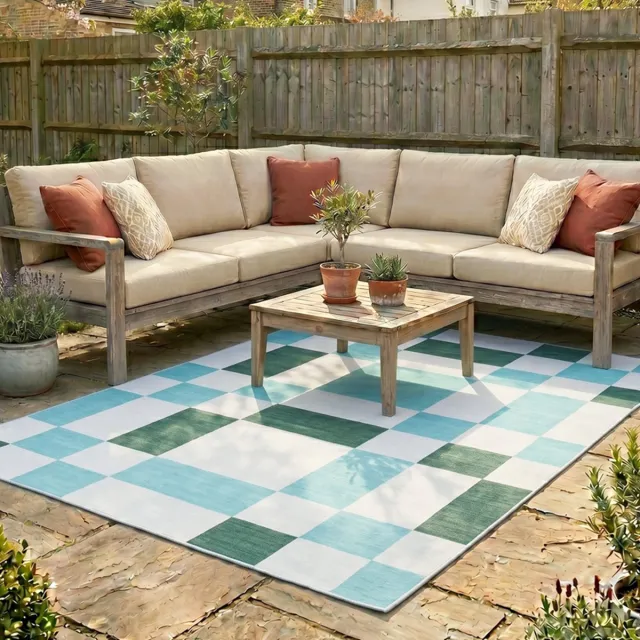 Fraai Retro buitenkleed - Pop Cubes Groen - 200x290cm