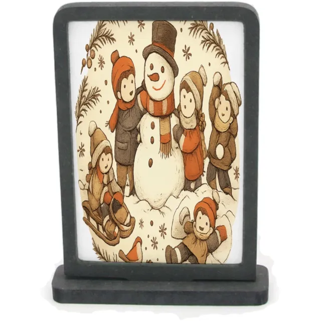 Mr Cadeautjes Houten fotolijst rechthoek met MDF inleg - design Een vrolijke all-over herfstwandeling met een dierlijke para | cadeau Wit