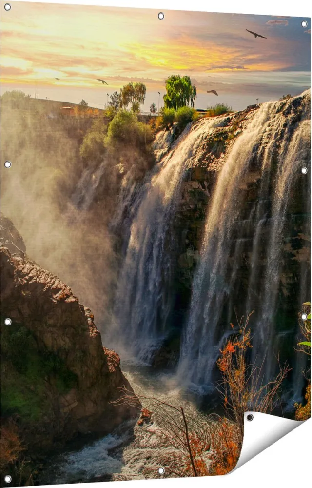 Gards Tuinposter Watervallen vanaf de Kliffen - 90x120 cm - Tuindoek - Tuindecoratie - Wanddecoratie buiten - Tuinschilderij Multikleur