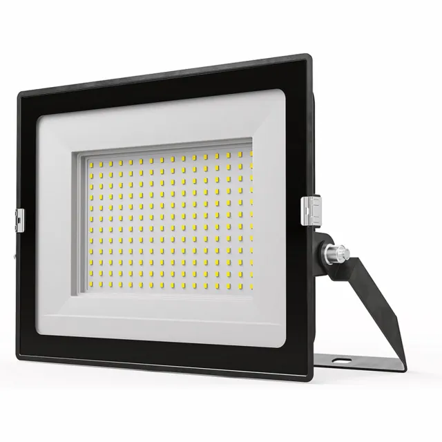 HOFTRONIC Stratos LED Schijnwerper 150 Watt - 13120 Lumen - 6500K Daglicht wit licht breedstraler - Floodlight zwart - 2 jaar garantie - Veiligheidslamp - 15 cm kabel - IP65 Waterdichte Buitenlamp