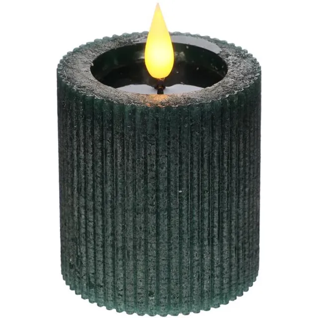 Ideas 4 Seasons LED pilaarkaars klein - Mosgroen - Ø 7 cm x 7,5 cm