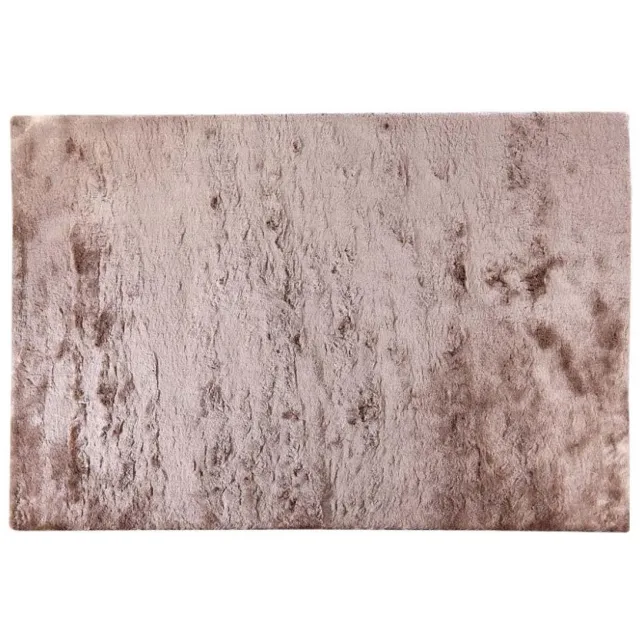 Vente-unique Ultrazacht hoogpolig shaggy vloerkleed - 140 x 200 cm - Taupe met beige weerschijn - DOLCE