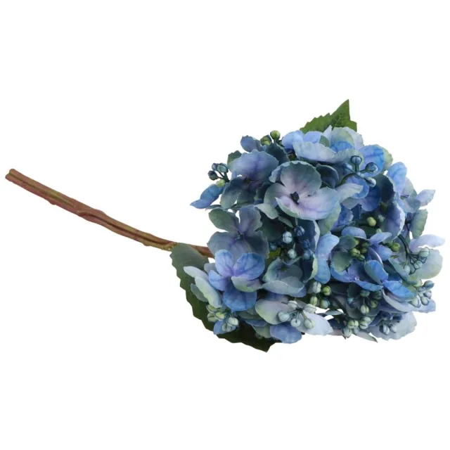CHAKS Kunstbloem Hortensia tak - blauw - 35 cm - losse steel - Kunst zijdebloemen