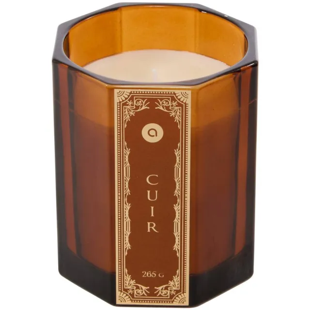 Atmosphera Créateur d'intérieur® Bougie parfumée Lucien hexagonale 265g cuir Rouge foncé