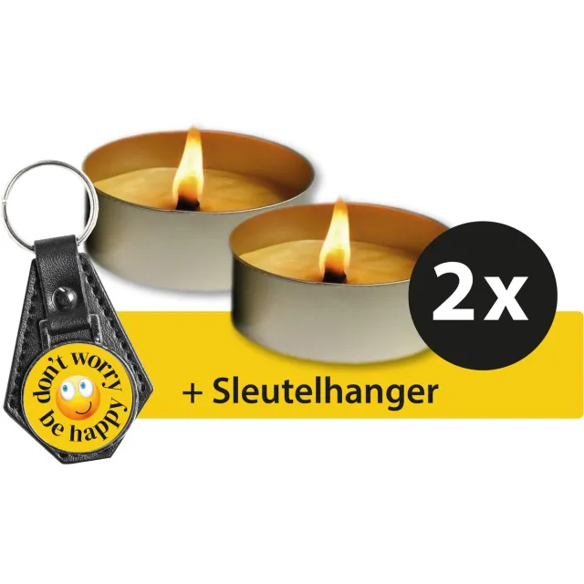 Vulcan Vuurschaal - Vlamschaal - Buitenkaars - Waakvlam - Kaars - 4-5 branduren - 2 stuks - inclusief sleutelhanger zilver