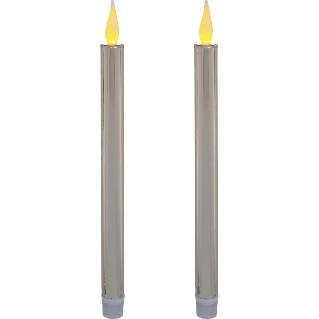 Feeric lights & Christmas Feeric lights and christmas LED dinerkaarsen - zilver glitters - 28 cm - dunne kaarsen - kerst