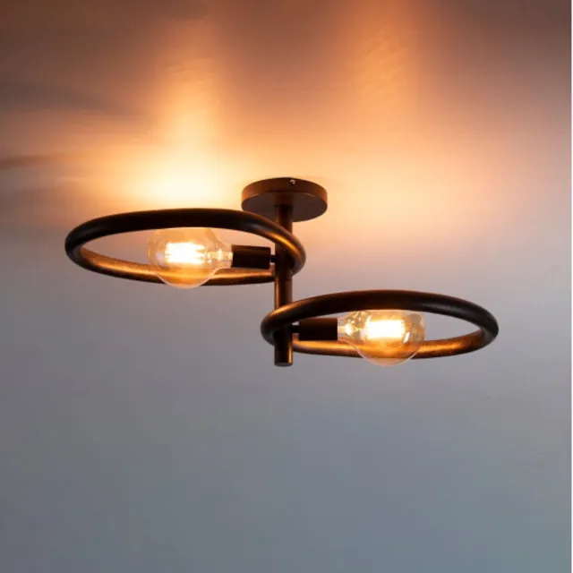 Meubelplaats Plafondlamp Organic Steel metaal 2-lichts - 73 × 30 × 31 cm - Artic zwart