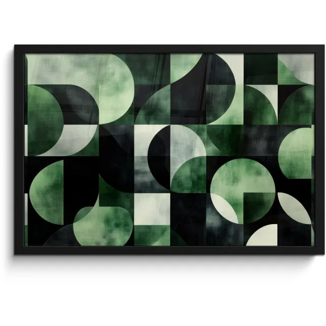 FrameYourWall Poster in lijst - Fotolijst 60x40 cm - Posters - Abstract - Groen - Vormen - Posterlijst zwart - Decoratie - Wanddecoratie woonkamer - Muurdecoratie slaapkamer