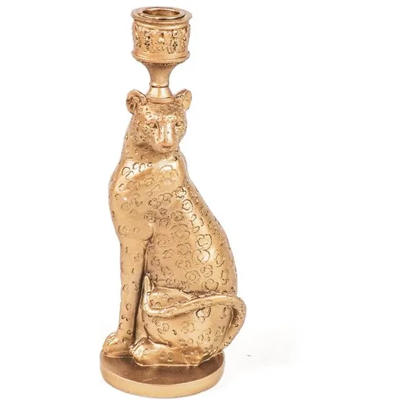 Housevitamin Luipaard kandelaar- goud - 10x10x26 cm