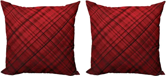 New Bed Abstract Patroon van Schotse Kilt Decoratieve Sierkussenhoes Set van 2 voor Bank Slaapkamer Woonkamer, 51cm x 51cm Gedrukte Kussenhoes Bordeau, Rood