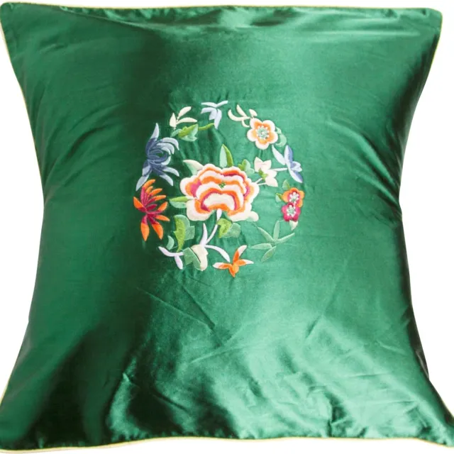 Fine Asianliving Chinese Kussen Groen Bloemen 45x45cm