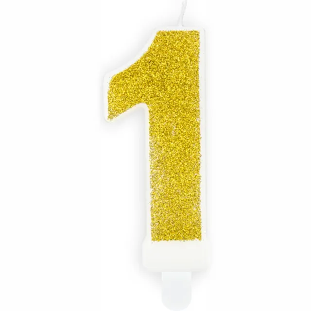 Party-Decoration Partydeco - 1 Jaar - Verjaardagskaars 1 Goud