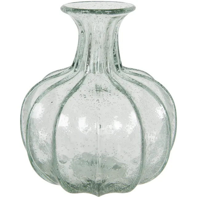 Clayre & Eef Vaas Ø 18x21 cm Groen Glas Rond Glazen Vaas Bloempot Binnen