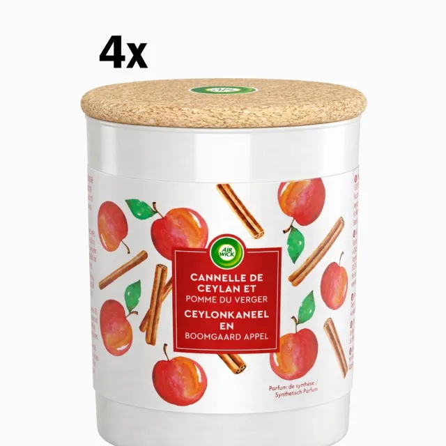 Air Wick (4x) Air Wick - Geurkaars - Kaneel & Boomgaard Appel - 35 Uur Brandduur white