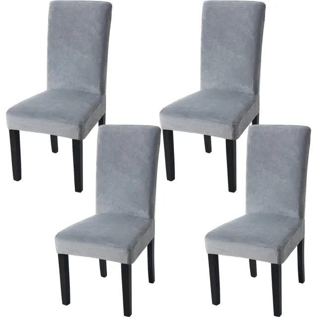 Unyqoos Stoelhoezen, universele stoelhoes, 4/6 stuks, fluwelen stretch stoelhoes beschermhoes, afneembare wasbare stoelhoes voor hotel, eetkamer, ceremonie, banket, bruiloft, feest Grijs