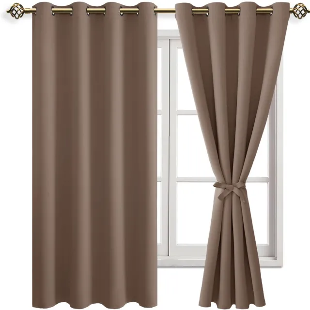 Unyqoos ® Geluidsisolerende en Energiezuinige Verduisteringsgordijnen voor Slaapkamer en Woonkamer, Cappuccino, Set van 2, 175 x 140 cm