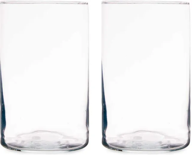 Giftdecor Bloemenvaas - 2x stuks - cilinder vorm - transparant glas - 12 x 20 cm - vaas