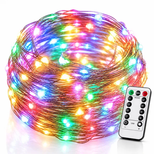 BOTC Lichtsnoer Binnen en Buiten Met Afstandsbediening - Fairy Lights 20 meter - 200 LED Lampjes Slinger - Soothe Lichtsnoer Binnen - Op Batterijen - Multicolor - Transparent