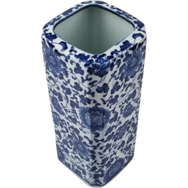 TRAA Delftsblauwe vaas 20cm hoog - vierkant