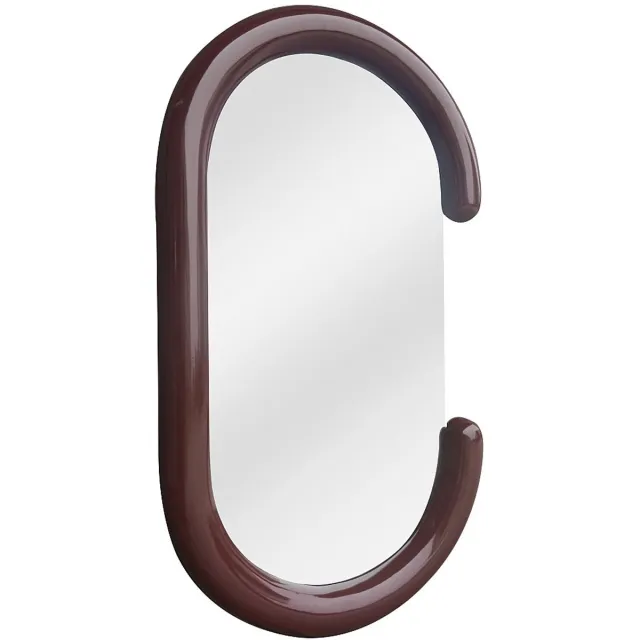 Vente-unique Ovale wandspiegel in paulowniahout - H 105 x B 60 cm - Bruin - YALMA Donkerbruin