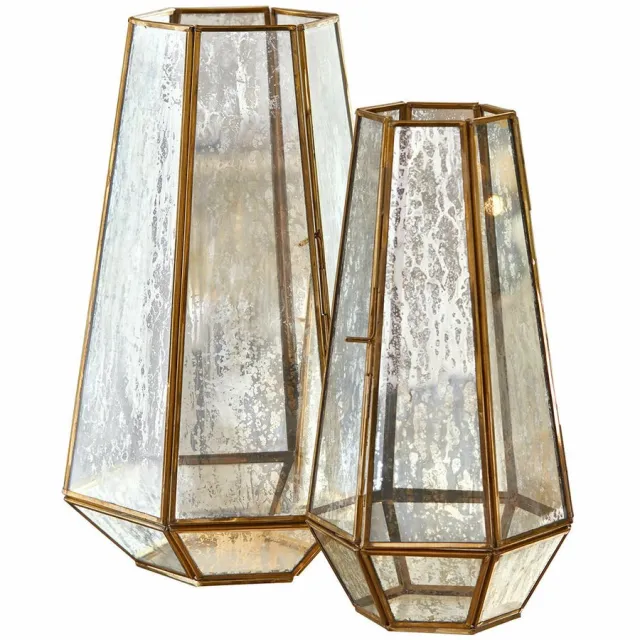 Loberon Windlicht set van 2 Mouniza messing