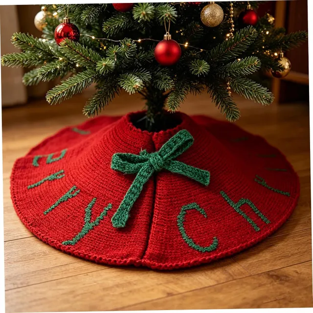 KZQ Rode Kerstboomring 32 Cm Met Tekst Merry Christmas - Feestelijke Kerstboomrok Voor Een Sfeervolle Decoratie rood