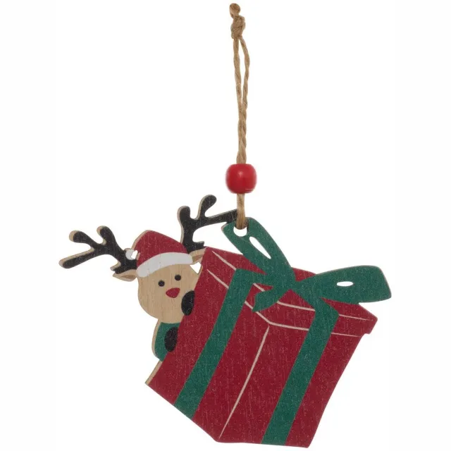 Feeric lights & Christmas Kerstboomversiering als cadeau op een houten standaard in traditionele kerstsfeer Modele D