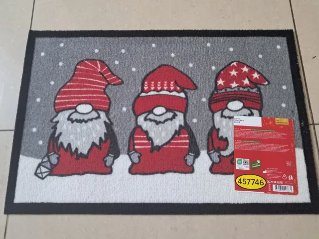 livarno home Deurmat met Kerstprint - 40 x 60 cm - Geschikt voor Vloerverwarming - Kerst decoratie rood / grijs / wit