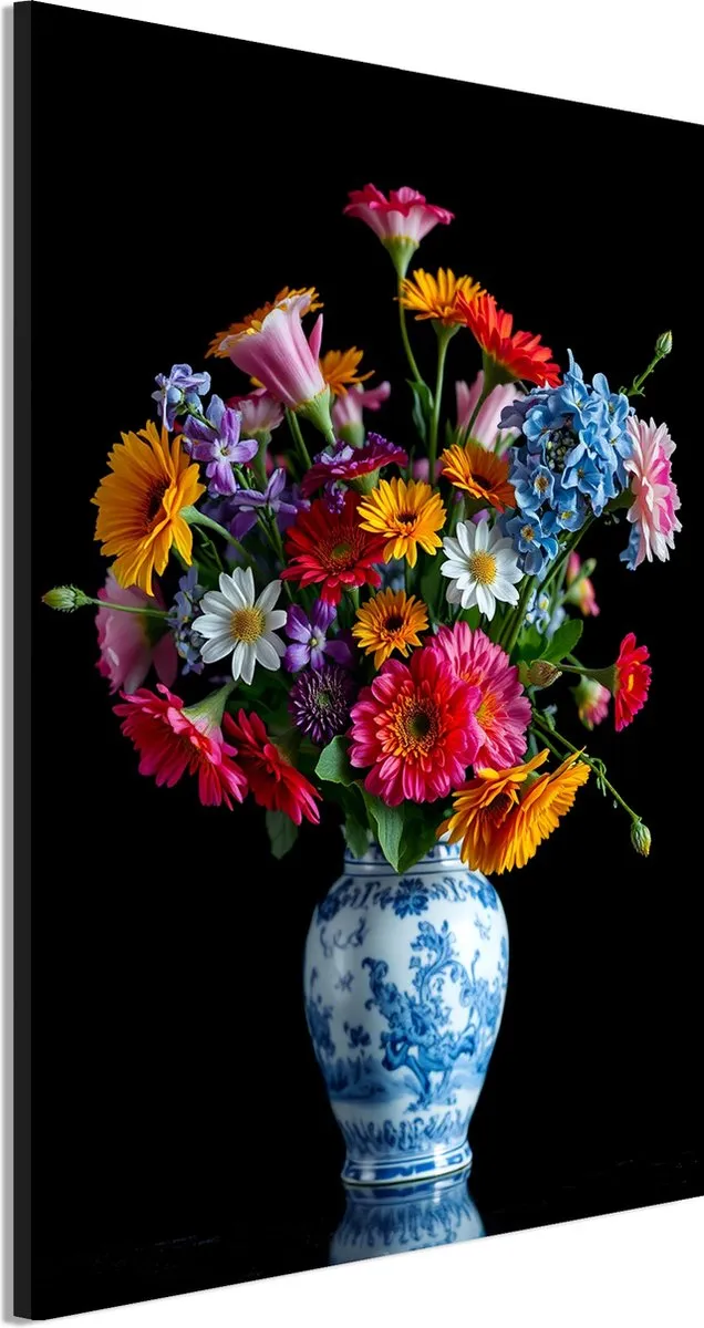 De Online Drukwinkel Wanddecoratie Metaal - Aluminium Schilderij Koninklijke Bloemenpracht - 30 x 20 cm - Bloemen - Muurdecoratie woonkamer en slaapkamer - Inclusief ophangsysteem - Klassiek - Modern - Displate alternatief Blauw