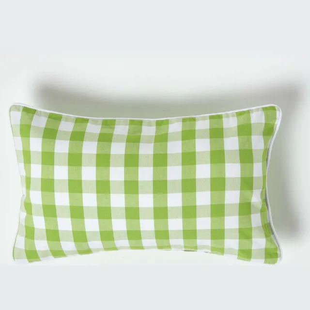 Homescapes groen geruit kussenhoes 30 x 50 cm gemaakt van 100% katoen