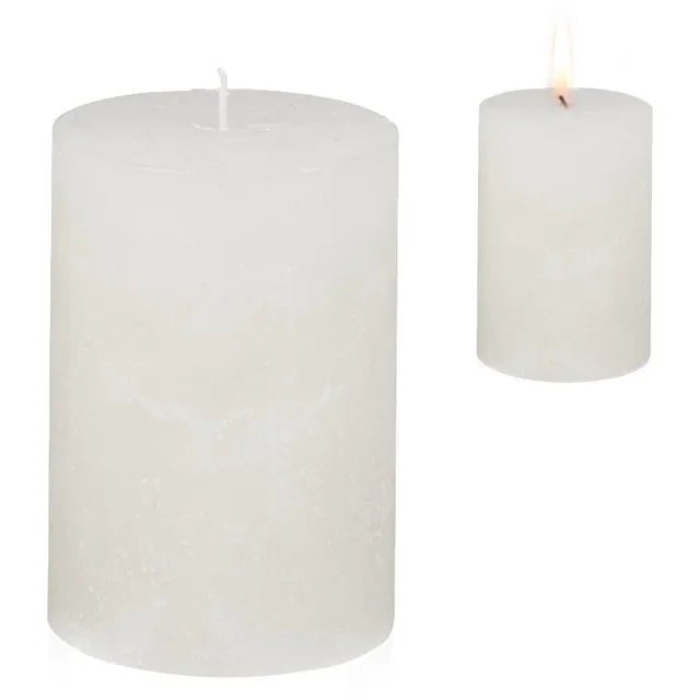 Candelo hoogwaardige kaars Kerst Ambiente rustiek – wit – stompkaars 12 cm – lange brandduur ca. 54 uur – kerstkaarsen voor adventskrans Weiß