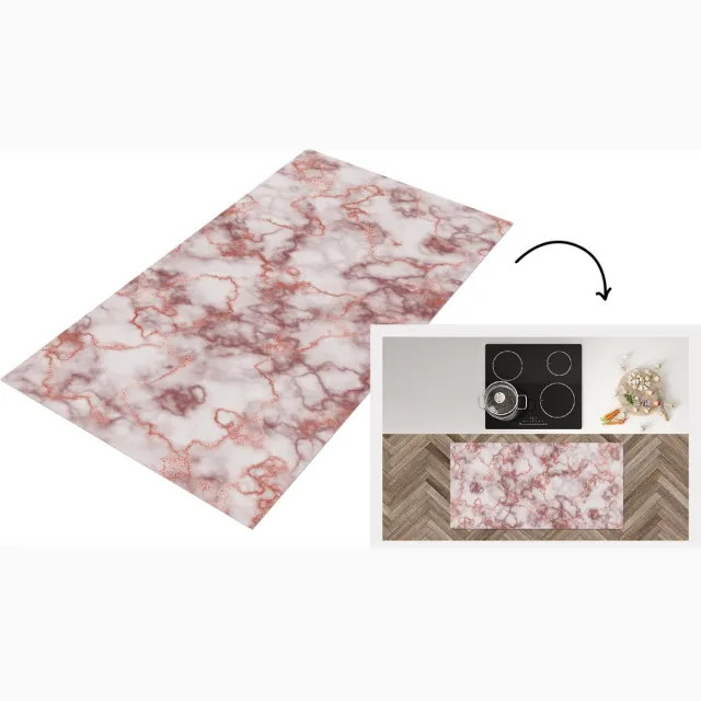 KitchenYeah Keukenloper - Loper keuken - Marmer - Paars - Patronen - Keukenloper vinyl Multicolor