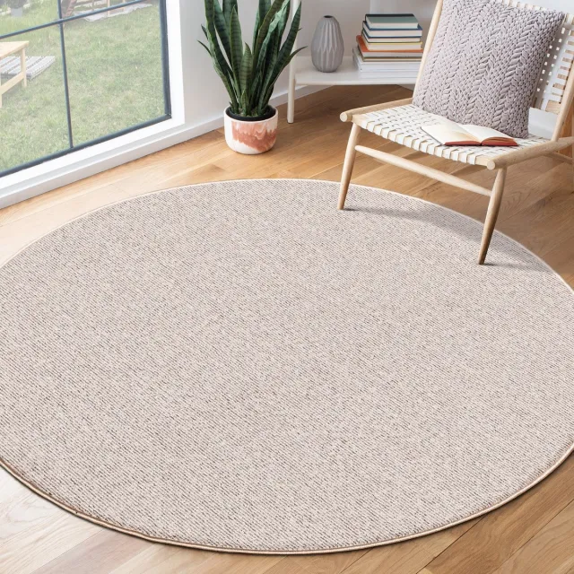 the carpet Natal Modern enkelkleurig vloerkleed woonkamer, geschikt voor de keuken, getuft, robuuste korte pool met vilten rug, zacht & vuilafstotend, Beige, 80 cm