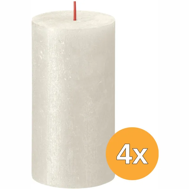 Bolsius Stompkaarsen Shimmer 4 st rustiek 130x68 mm ivoorkleurig