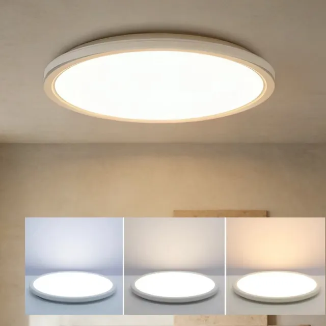 Epochglo LED Plafondlamp met Bewegingssensor - 18W, 1800LM, 3 Kleurtemperaturen (3000/4500/6000K) - Microgolfsensor (Radar), 3 Lichtmodi, Instelbare Timer (30s/120s/180s) - IP44 Waterdicht, Ø22cm - Plafonniere met sensor voor Hal, Badkamer, Garage Wit (3000K-6000K)