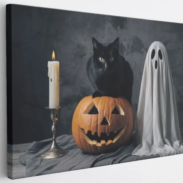 Saammp Canvas Schilderij -Halloween - Abstract - 50x40 - Foto op canvas - Wanddecoratie - Muurdecoratie Woonkamer - Slaapkamer decoratie - Canvas Print Multicolor
