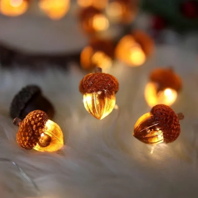 SSTRWGOOD Lichtsnoer 3 Meter 30 LED - Herfst Eikels Decoratie - Batterij Aangedreven Binnenverlichting - Geschikt voor Herfstfeesten Halloween Thanksgiving - Kunststof - Zonder Batterijen Inbegrepen
