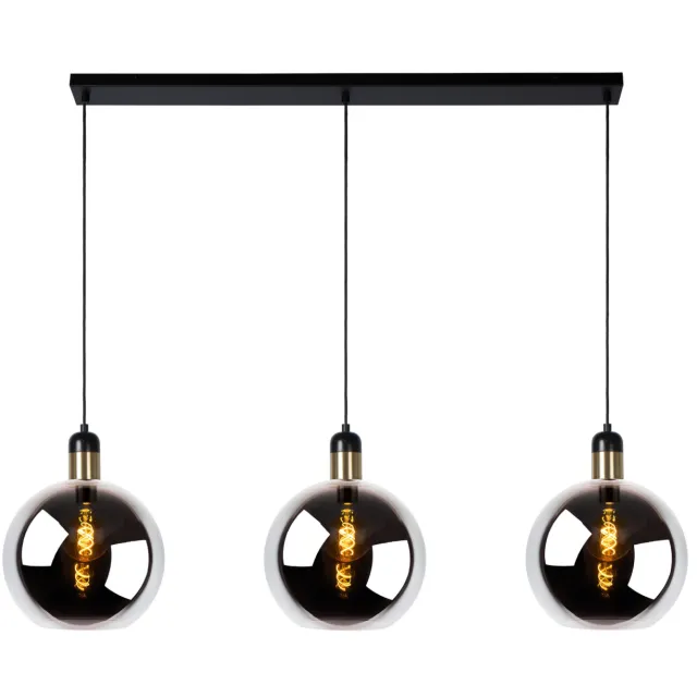 Lucide JULIUS - Hanglamp - 3xE27 - Fumé Fumé, Zwart
