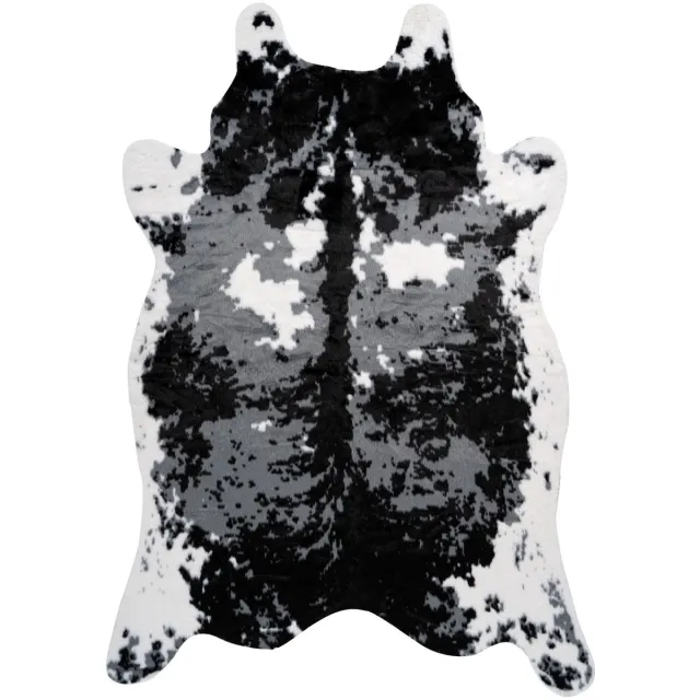 Padiro karaktervol koeienhuid vloerkleed 160 x 230 cm - donkergrijs - karaktervolle dierenprint - voor vloerverwarming - van modacryl en katoen