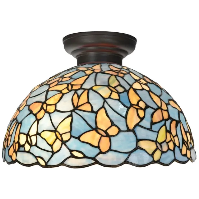 Coloured by Art Tiffany plafonnière zwart met Fly Away Ø 35 - Art Deco Trade