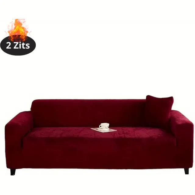 Nivard Bankhoes - Bankbeschermer - Stretch - Sofa Cover - Pluche - Bordeauxrood - 2 Zits